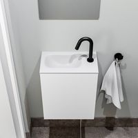 Zaro Polly toiletmeubel 40cm mat wit met witte wastafel met kraangat rechts - thumbnail