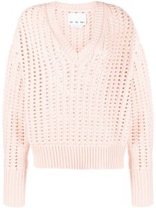 SA SU PHI pull en maille ajourée à col v - Rose