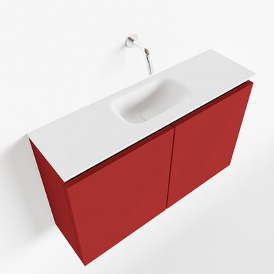 Toiletmeubel Mondiaz Ture | 80 cm | Meubelkleur Fire | Eden wastafel Talc Midden | Zonder kraangat