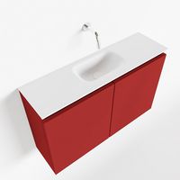 Toiletmeubel Mondiaz Ture | 80 cm | Meubelkleur Fire | Eden wastafel Talc Midden | Zonder kraangat