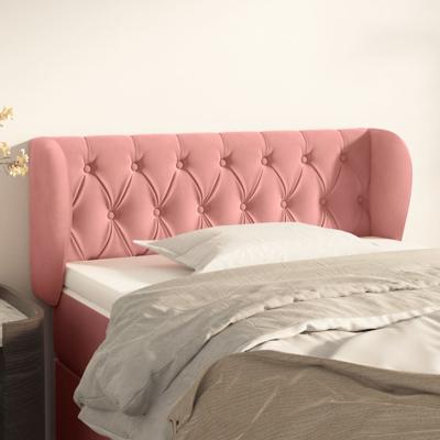 Hoofdbord met randen 103x23x78/88 cm fluweel roze
