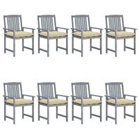 Tuinstoelen 8 st met kussens massief acaciahout grijs