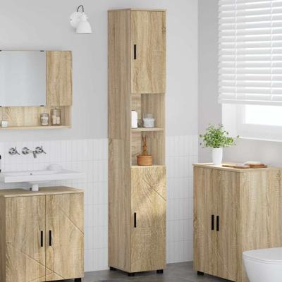 Hoge badkamerkast Sonoma eiken 30 x 35 x 192 cm Bewerkt hout