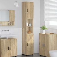 Hoge badkamerkast Sonoma eiken 30 x 35 x 192 cm Bewerkt hout