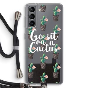 Cactus quote: Samsung Galaxy S21 Transparant Hoesje met koord