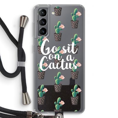 Cactus quote: Samsung Galaxy S21 Transparant Hoesje met koord