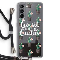 Cactus quote: Samsung Galaxy S21 Transparant Hoesje met koord