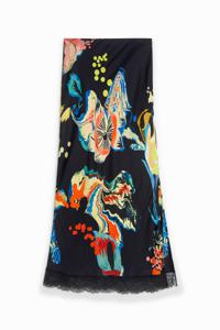 Slim fit midi-rok met print - BLACK - S