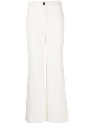 Lorena Antoniazzi pantalon ample côtelé à taille haute - Blanc
