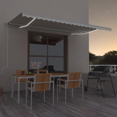 Luifel automatisch met LED en windsensor 500x350 cm crèmekleur