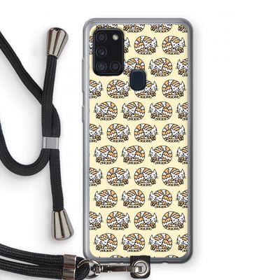 Slapende poes: Samsung Galaxy A21s Transparant Hoesje met koord