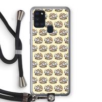 Slapende poes: Samsung Galaxy A21s Transparant Hoesje met koord