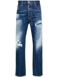 DSQUARED2 jean droit à rayures latérales - Bleu