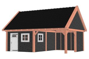 Buitenverblijf Zadeldak XXL 785x595 cm - Combinatie 1- Zadeldak- Onbehandeld lariks Douglas hout- Trendhout