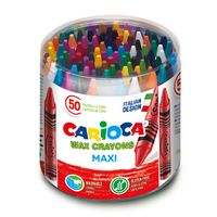 Carioca waskrijt Wax Maxi, plastic pot met 50 stuks in geassorteerde kleuren