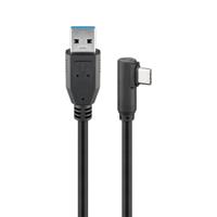 USB 3.2 GEN 1 (USB3.0) Aansluitkabel - USB-C naar USB-A - 5Gbit/s - USB adapter - OTG kabel - 90 graden - 2m - Zwart
