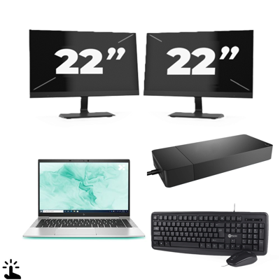 HP EliteBook 840 G8 - Intel Core i5-11e Generatie - 14 inch - Touch - 16GB RAM - 256GB SSD - Windows 11 Home + 2x 22 inch Monitor