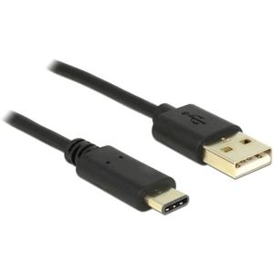 Delock USB-kabel USB 2.0 USB-A stekker, USB-C stekker 2 m Zwart 83327