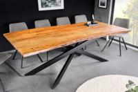 Massief houten eettafel MAMMUT 200 cm acacia zwart metalen boomrand 3,5 cm tafelblad - 43783