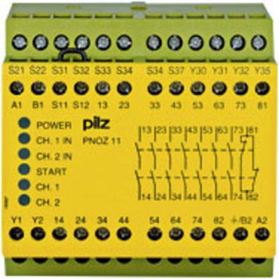 PILZ PNOZ 11 24VAC 24VDC 7n/o 1n/c Veiligheidsschakelapparaat Voedingsspanning (num): 24 V/DC 7x NO, 1x NC (b x h x d) 90 x 87 x 121 mm 1 stuk(s)