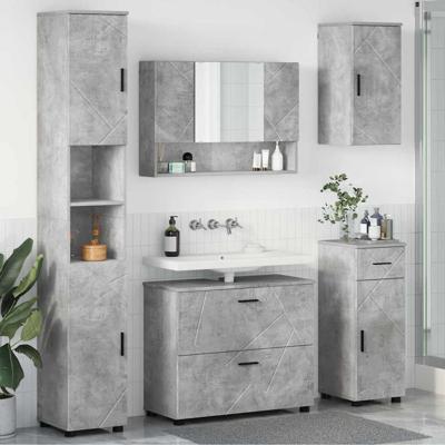 Badkamermeubelset met lade 5 pcs Betongrijs 30 x 35 x 192 cm