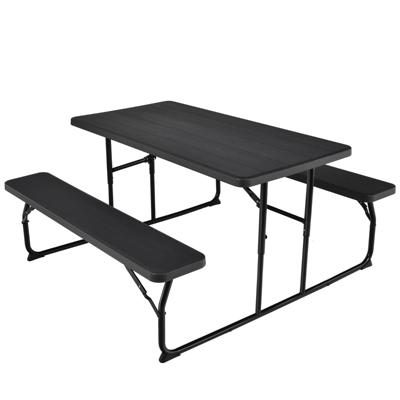 Inklapbare Picknicktafel met Banken 136 cm Campingtafelset voor Buiten Biertentgarnituur Biertafelset (Zwart)