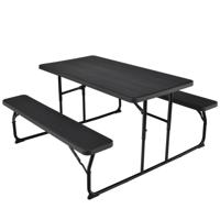 Inklapbare Picknicktafel met Banken 136 cm Campingtafelset voor Buiten Biertentgarnituur Biertafelset (Zwart)
