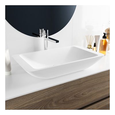 Waskom Mondiaz Topi | 60x10x35 cm | Solid Surface | Vrijstaand | Rechthoekig | Talc