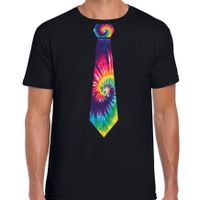 Bellatio Decorations hippie t-shirt voor heren - tie dye stropdas - jaren 60 themafeest 2XL  -
