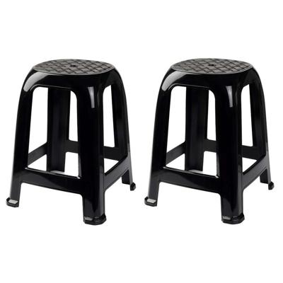 PlasticForte Opstap krukje - 2x - zwart - 46,5 cm - keukenkrukje tot 100 kg PlasticForte Opstap krukje - 2x - zwart - 46,5 cm - keukenkrukje tot 100 kg