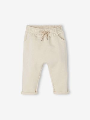 Babybroek uit molton voor jongens zandbeige
