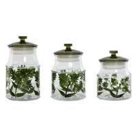 Set van 3 Potjes Home ESPRIT Groen Kristal 1,2 L 3 Onderdelen