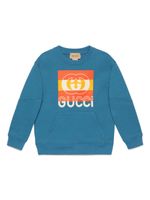 Gucci Kids sweat à logo imprimé - Bleu - thumbnail