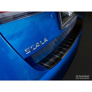 Zwart RVS Bumper beschermer passend voor Skoda Scala 2019- 'Ribs' AV245216