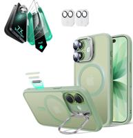 iPhone 17 Bundle Classic Hybrid Magnetic Case (Camera Control, Stash Stand) and Armorite Screen Protector - Frosted Light Green