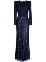 Jenny Packham robe longue Macelline à sequins - Bleu