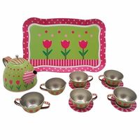 Tinnen theeservies - Tulpen - thumbnail