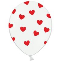 6x ballonnen met rode hartjes
