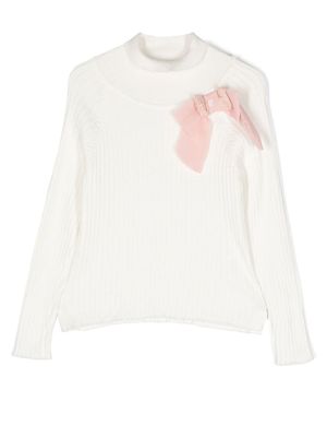 Patachou pull nervuré à détail de nœud - Blanc