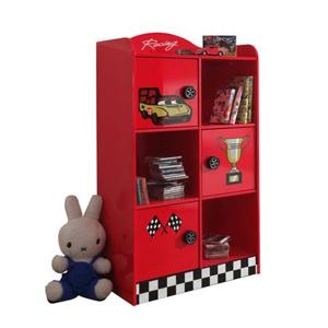 LUCEVI - Racer Kinder Boekenkast - Serie Carbed - Rood - 76x42x133 cm