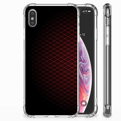Apple iPhone Xs Max Doorzichtige Silicone Hoesje Geruit Rood Apple iPhone Xs Max Doorzichtige Silicone Hoesje Geruit Rood