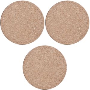 3x Kurken pannenonderzetters rond lichtbruin 26 x 1 cm