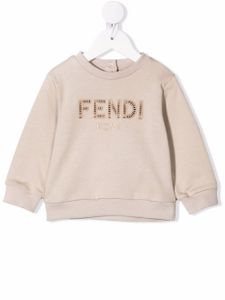 Fendi Kids sweat à logo brodé - Tons neutres