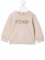 Fendi Kids sweat à logo brodé - Tons neutres