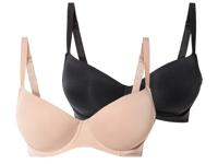 esmara 2 dames beugel bh's (90C, Zwart/beige) - thumbnail