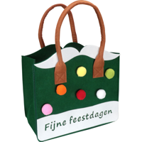 Tas | Fijne Feestdagen | Vilt | met hengsel | 27x15x25cm | assorti | 20 stuks