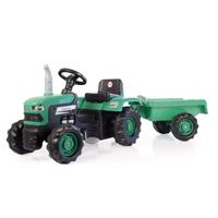 Dolu Traptractor met Aanhanger & Claxon Groen/zwart
