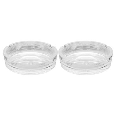 Asbak - 2x - rond - glas - 10 x 4 cm - binnen/buiten - asbakken
