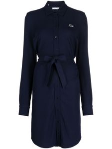 Lacoste robe-chemise ceinturée à logo brodé - Bleu