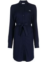 Lacoste robe-chemise ceinturée à logo brodé - Bleu